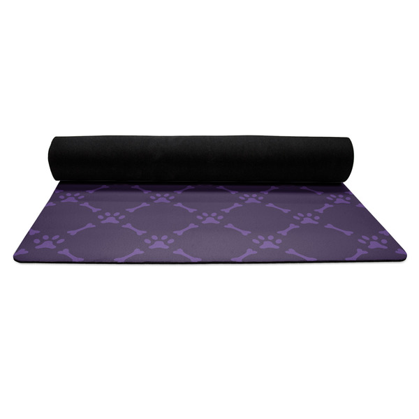 Pawprints & Bones Yoga Mat Rolled up Black Rubber Backing