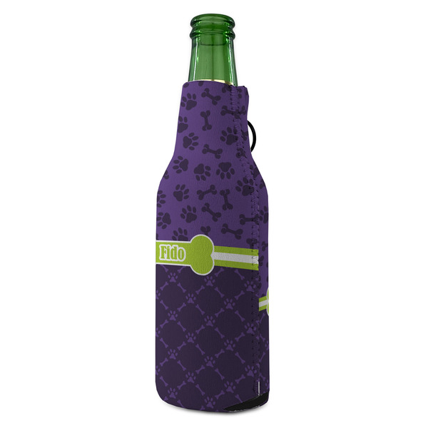 Pawprints & Bones Zipper Bottle Cooler - ANGLE (bottle)