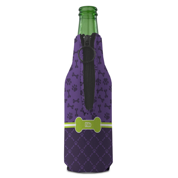 Pawprints & Bones Zipper Bottle Cooler - BACK (bottle)