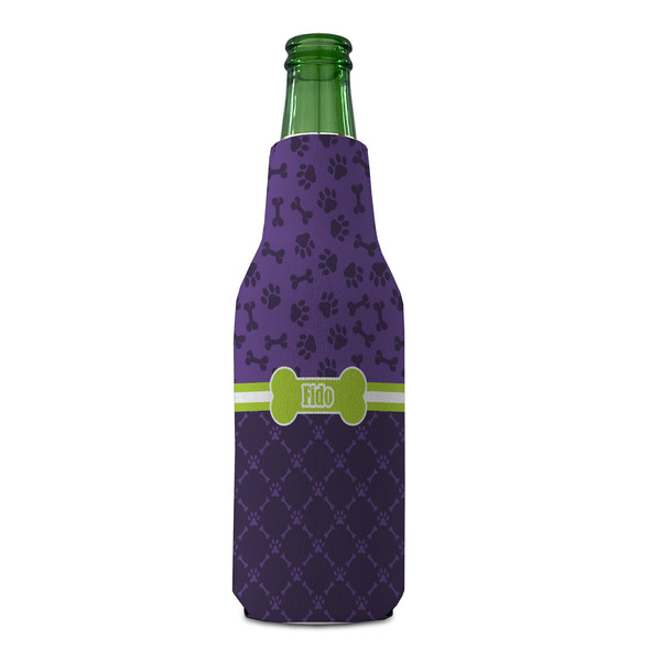 Pawprints & Bones Zipper Bottle Cooler - FRONT (bottle)