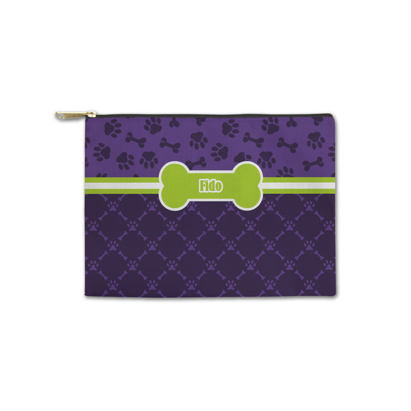 Custom Pawprints & Bones Zipper Pouch - Small - 8.5"x6" (Personalized)