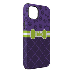 Pawprints & Bones iPhone Case - Rubber Lined - iPhone 14 Plus (Personalized)