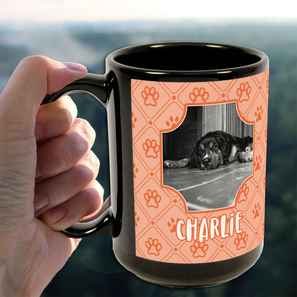 Pet Photo 15oz. Black Mug - LIFESTYLE
