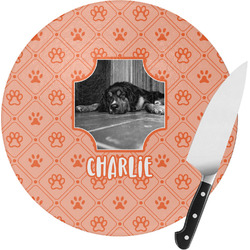 Pet Photo Round Glass Cutting Board - Small (Personalized)