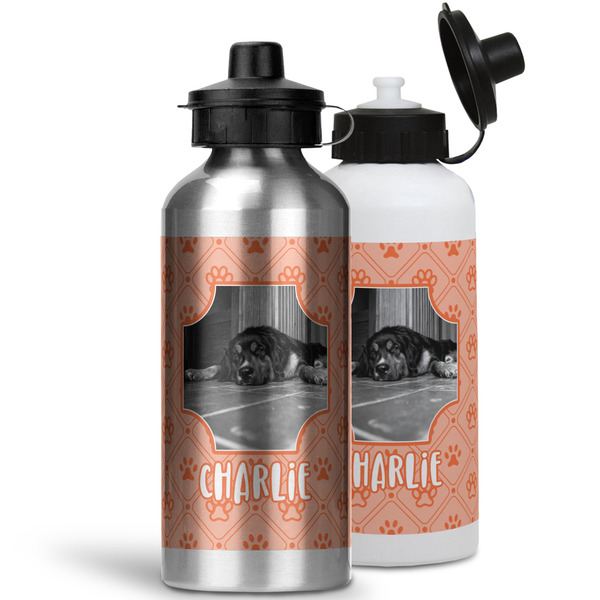 Pet Photo Aluminum Water Bottles - MAIN (white &silver)
