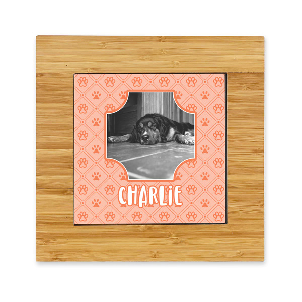 Custom Pet Photo Bamboo Trivet with Ceramic Tile Insert
