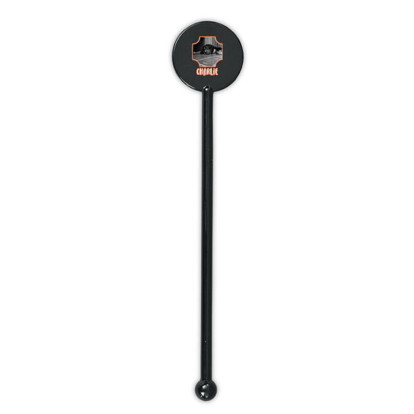 Pet Photo Black Plastic 5.5" Stir Stick - Round - Single Stick