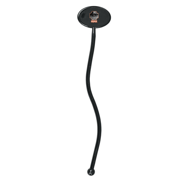 Pet Photo Black Plastic 7" Stir Stick - Oval - Single Stick