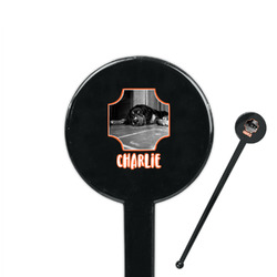 Pet Photo 7" Round Plastic Stir Sticks - Black - Single Sided