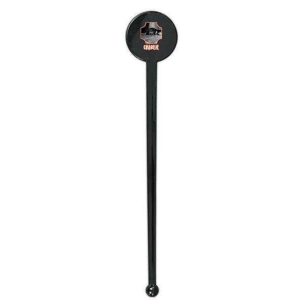 Pet Photo Black Plastic 7" Stir Stick - Round - Single Stick