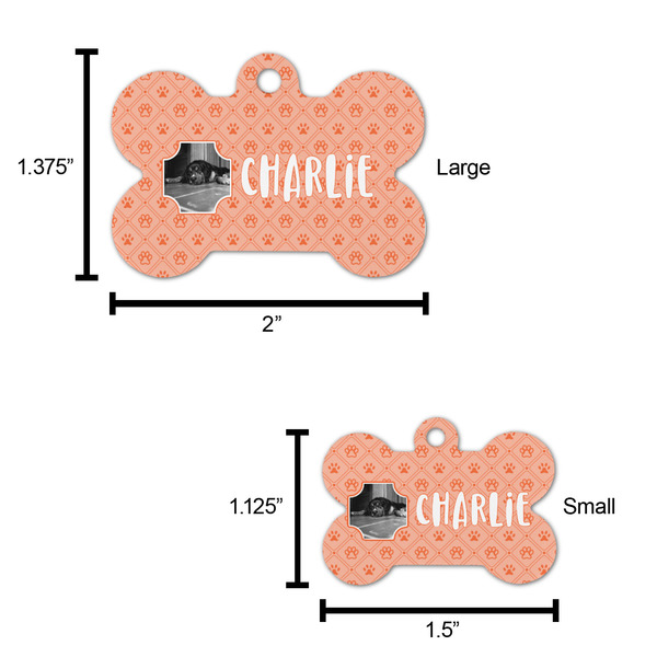 Pet Photo Bone Shaped Dog ID Tag - Large - Scale