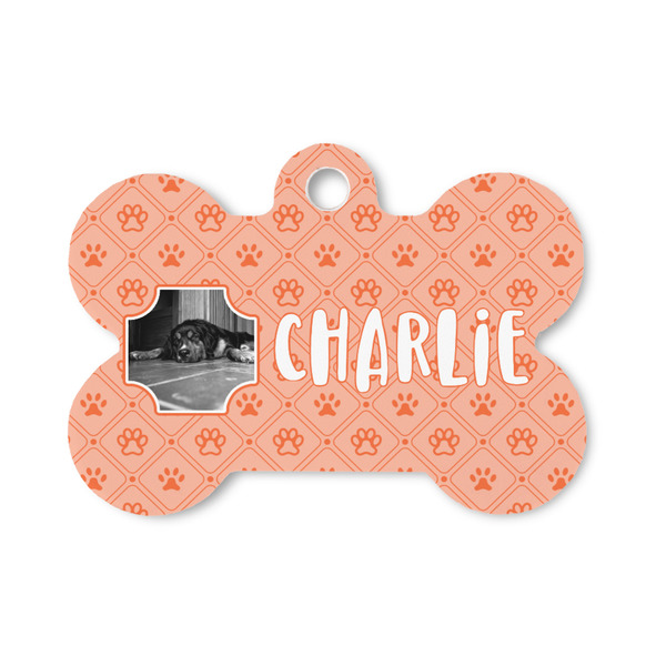 Custom Pet Photo Bone Shaped Dog ID Tag - Small