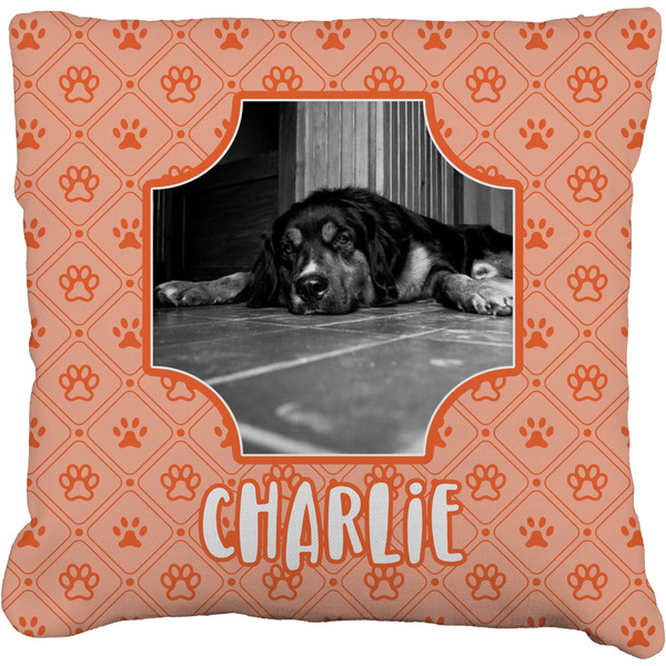 Custom Pet Photo Faux-Linen Throw Pillow 16" (Personalized)