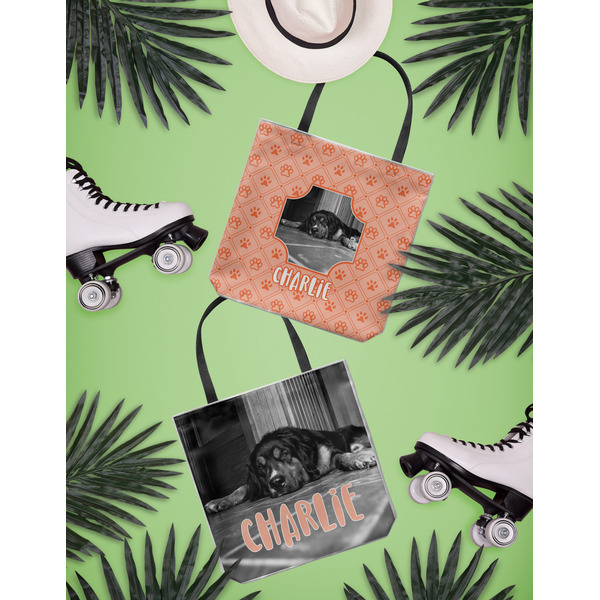 Pet Photo Canvas Tote Lifestyle Front and Back- 13x13