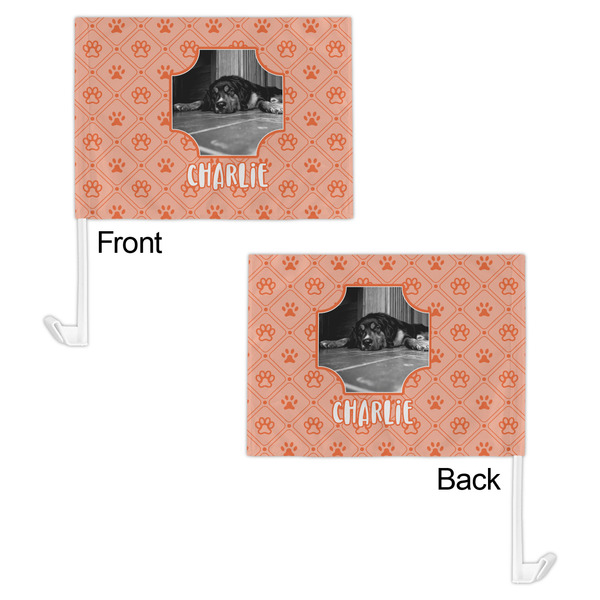Pet Photo Car Flag - 11" x 8" - Front & Back View