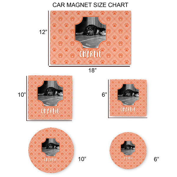 Pet Photo Car Magnets - SIZE CHART