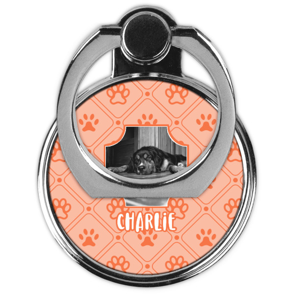 Pet Photo Cell Phone Ring Stand & Holder - Front (Collapsed)