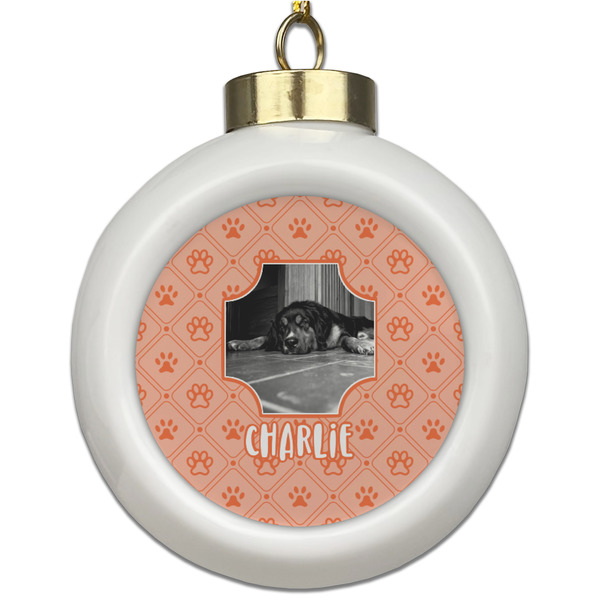 Custom Pet Photo Ceramic Ball Ornament