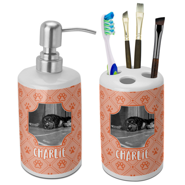 Custom Pet Photo Ceramic Bathroom Accessories Set