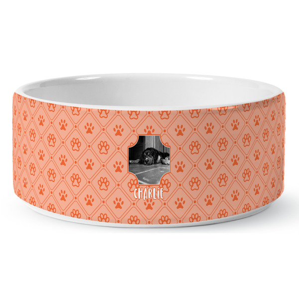 Pet Photo Ceramic Dog Bowl - Medium - Front