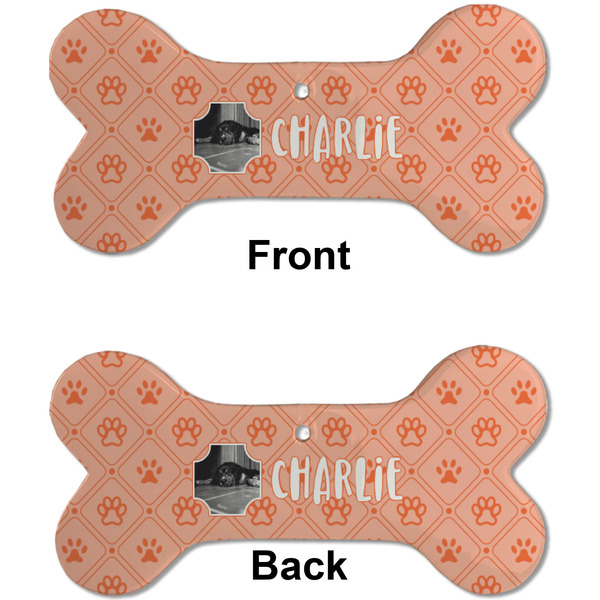 Pet Photo Ceramic Flat Ornament - Bone Front & Back (APPROVAL)