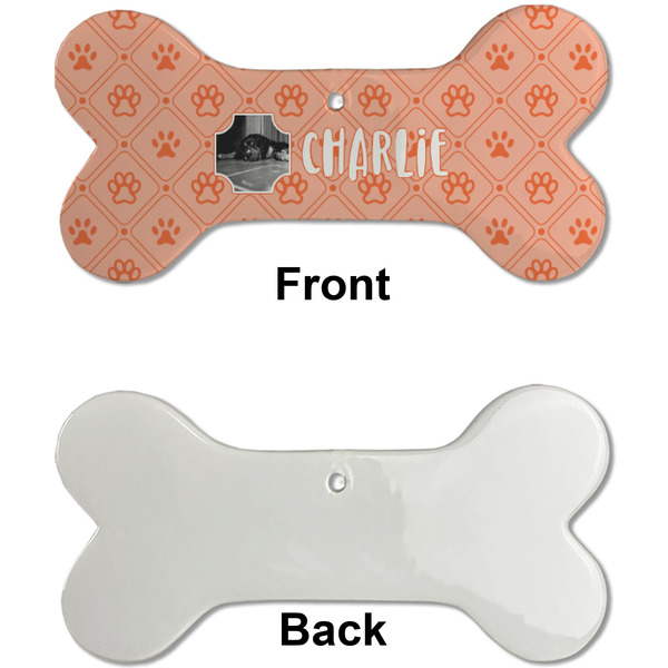 Pet Photo Ceramic Flat Ornament - Bone Front & Back Single Print (APPROVAL)