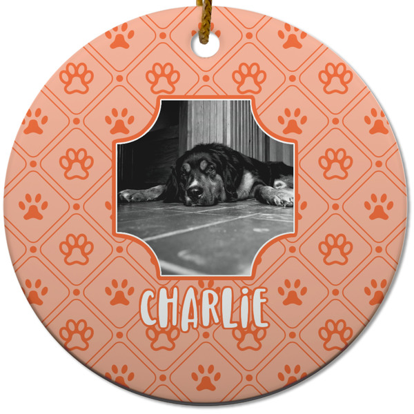 Custom Pet Photo Round Ceramic Ornament