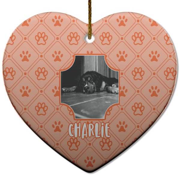 Custom Pet Photo Heart Ceramic Ornament