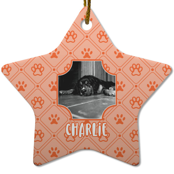 Custom Pet Photo Star Ceramic Ornament