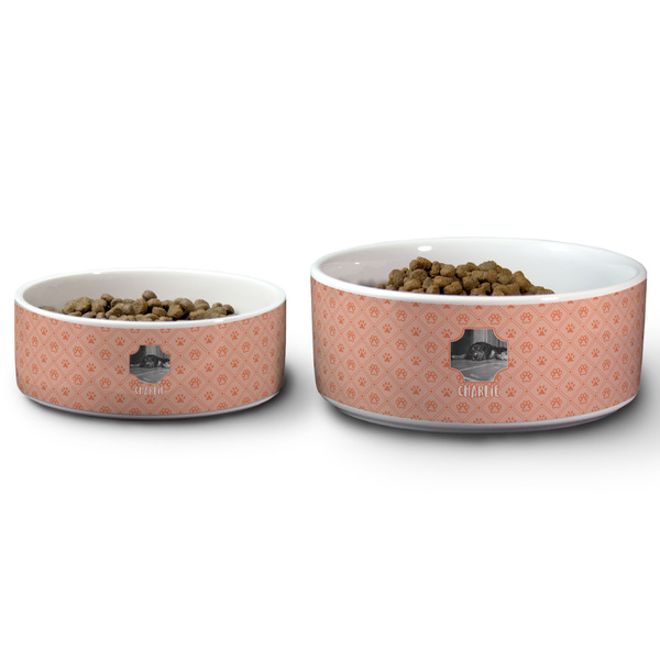 Pet Photo Ceramic Dog Bowls - Size Comparison