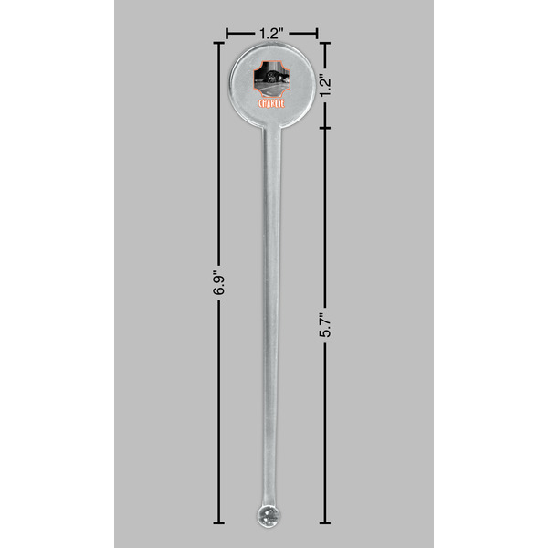 Pet Photo Clear Plastic 7" Stir Stick - Round - Dimensions