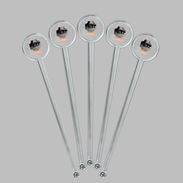 Pet Photo Clear Plastic 7" Stir Stick - Round - Fan View