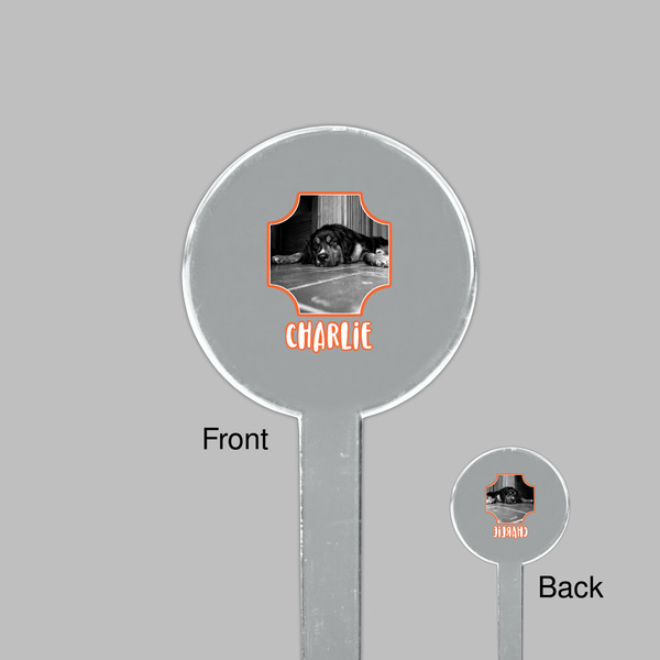 Pet Photo Clear Plastic 7" Stir Stick - Round - Front & Back