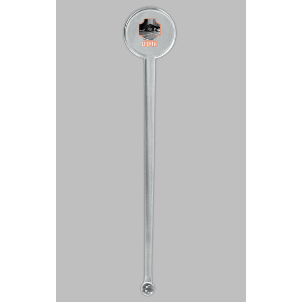 Pet Photo Clear Plastic 7" Stir Stick - Round - Single Stick