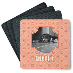 Pet Photo Square Rubber Backed Coasters - Set of 4 (Personalized)