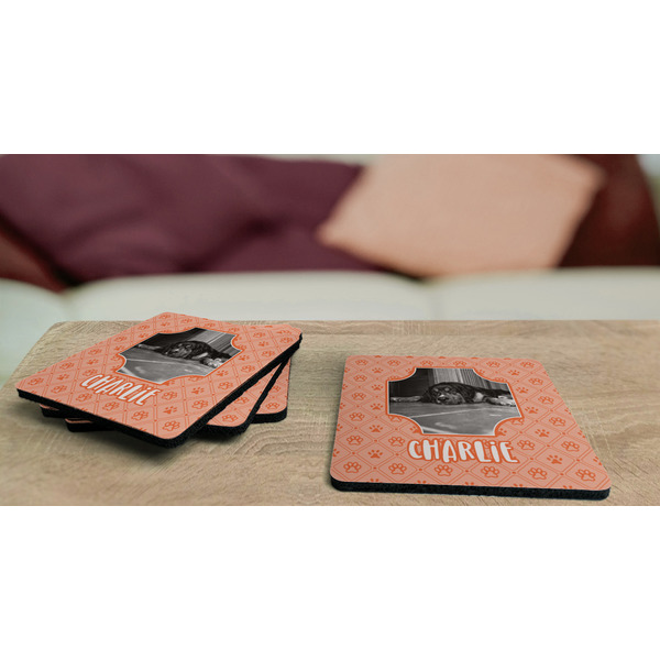 Pet Photo Coaster Rubber Back - On Coffee Table