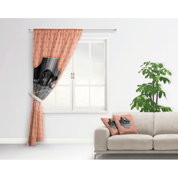 Pet Photo Curtain With Window and Rod - in Room Matching Pillow