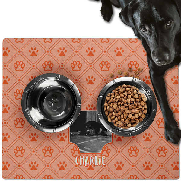 Custom Pet Photo Dog Food Mat - Large