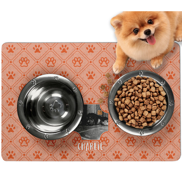 Custom Pet Photo Dog Food Mat - Small