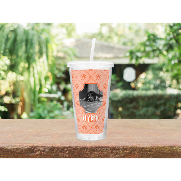 Pet Photo Double Wall Tumbler with Straw Lifestyle