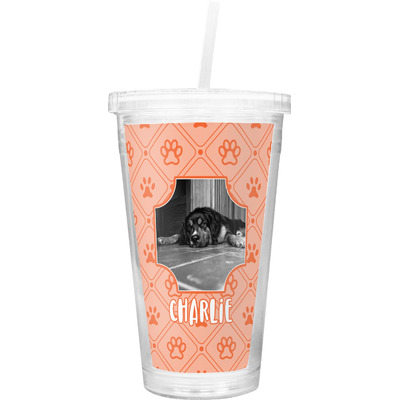Pet Photo Double Wall Tumbler with Straw (Personalized)