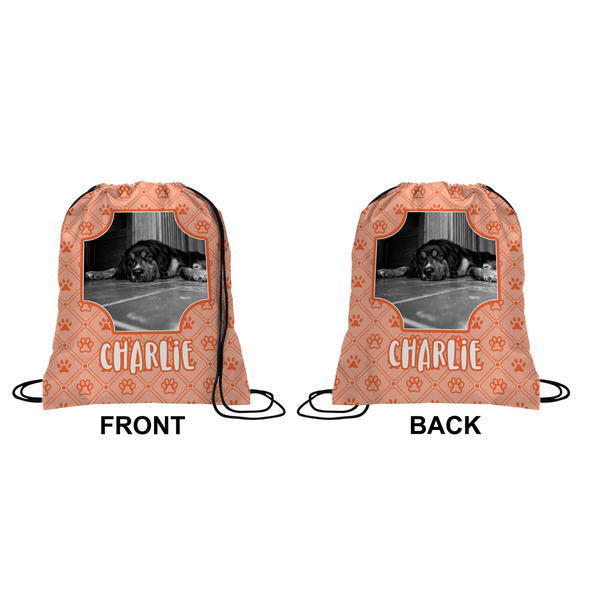 Pet Photo Drawstring Backpack Front & Back Medium