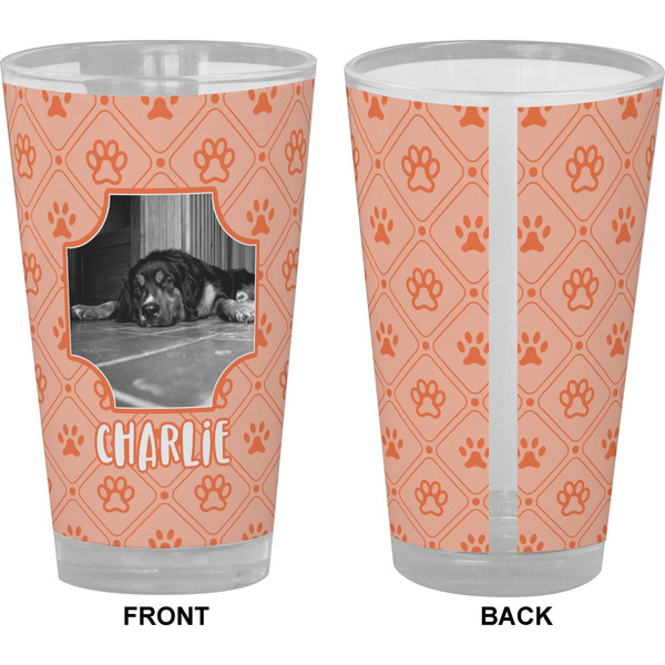 Pet Photo Pint Glass - Full Color - Front & Back Views