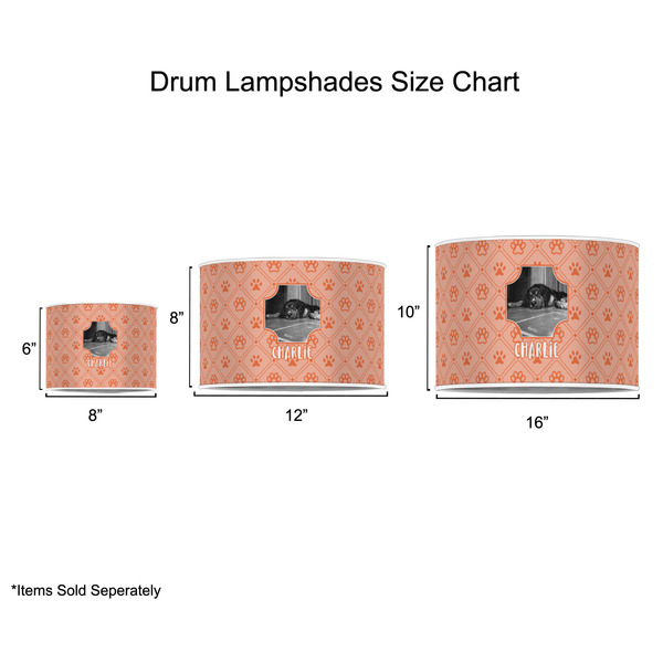 Pet Photo Drum Lampshades - Sizing Chart