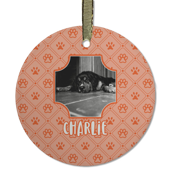 Custom Pet Photo Flat Glass Ornament - Round