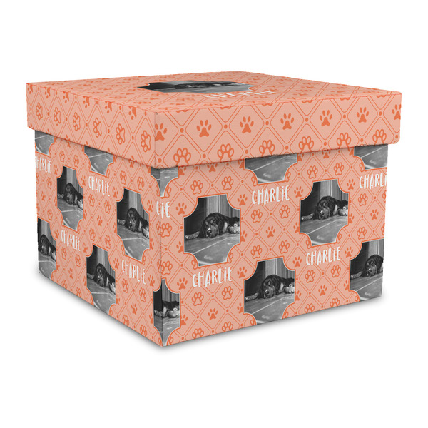 Custom Pet Photo Gift Box with Lid - Canvas Wrapped - Large