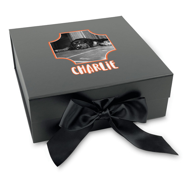 Custom Pet Photo Gift Box with Magnetic Lid - Black
