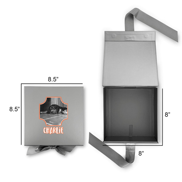 Pet Photo Gift Boxes with Magnetic Lid - Silver - Open & Closed