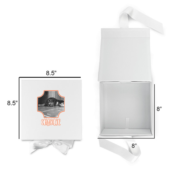 Pet Photo Gift Boxes with Magnetic Lid - White - Open & Closed