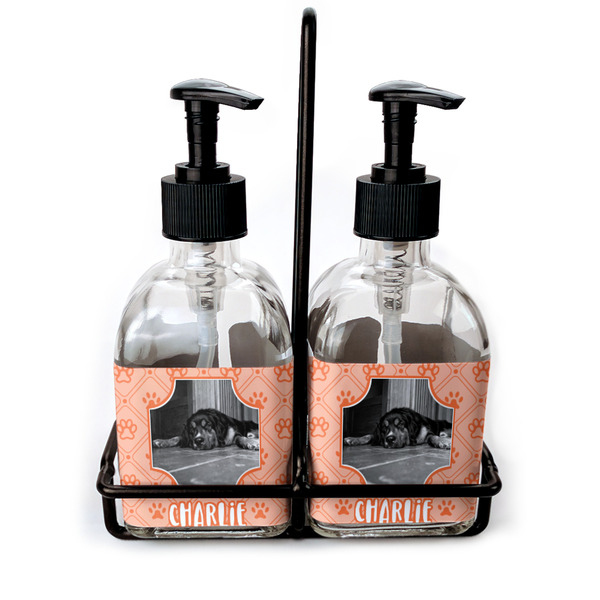 Custom Pet Photo Glass Soap & Lotion Bottle Set